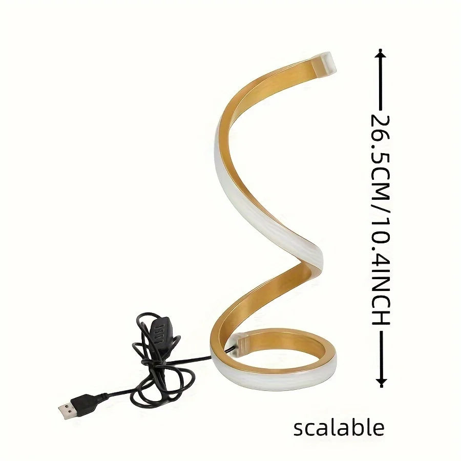 Moderne spiralförmige LED-Tischleuchte mit USB-Anschluss